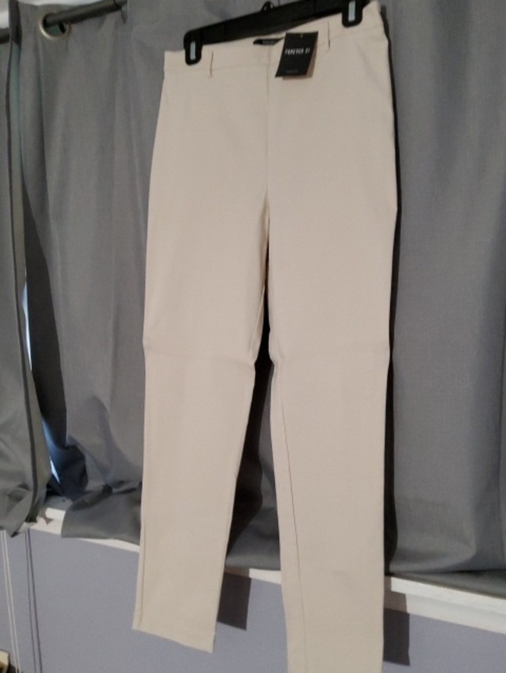 Forever 21 Light Cream Slim Straight Pants